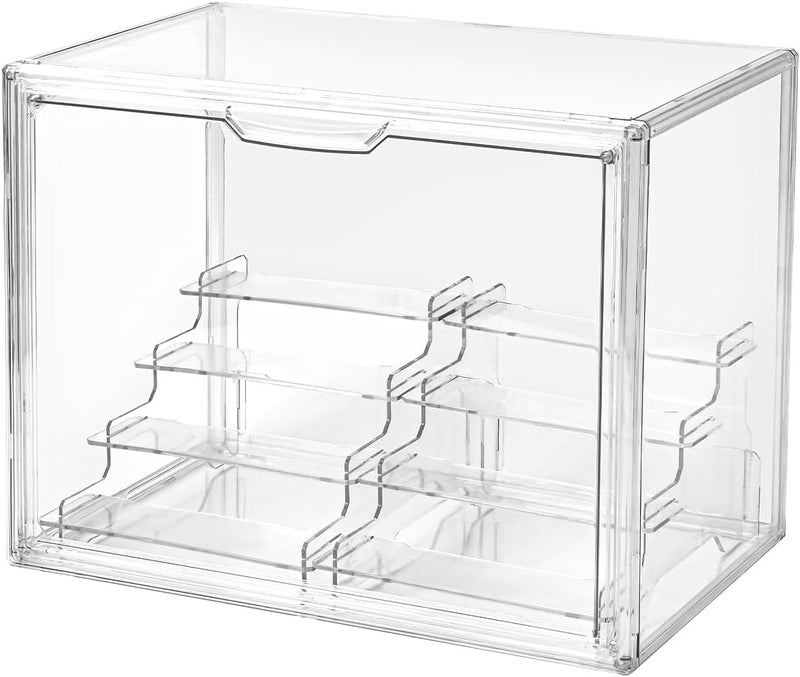 Uni HIMO 4 Tier Display Case for Collectibles,Clear Display Box with 2pack 4 Tier Display Risers ,Storage Container with Magnetic Door - Image 1